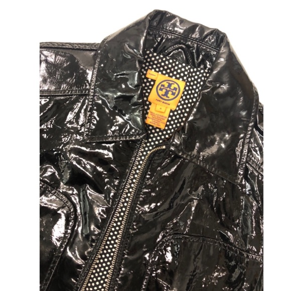 Tory Burch Black Vinyl/Patent Leather ZipUp Jacket - Picture 5 of 5